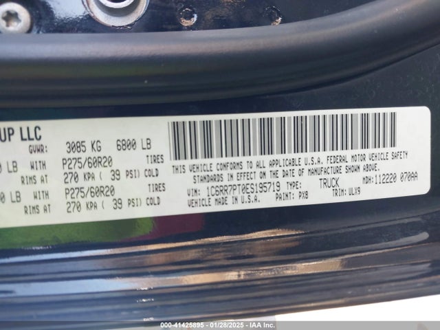 RAM 1500 Longhorn Limited 2014 1C6RR7PT0ES195719 Image 9