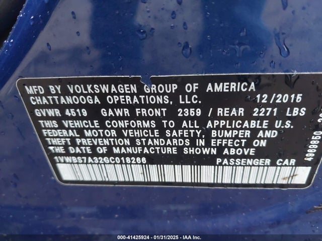 1VWBS7A32GC018266 Volkswagen Passat 1.8t Se