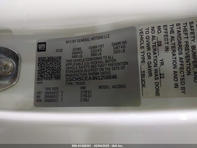 1GCHSCEA4N1258846 Chevrolet Colorado 2wd  Long Box Lt
