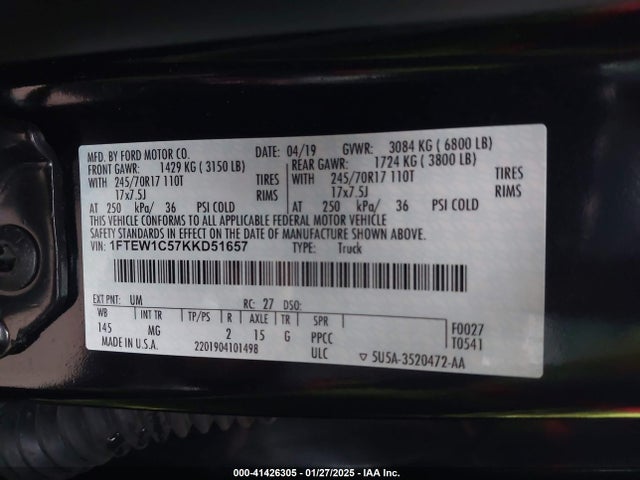 Ford F-150 Xlt 2019 1FTEW1C57KKD51657 Image 9