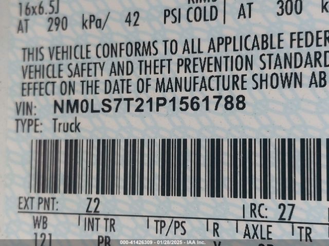 NM0LS7T21P1561788 Ford Transit Connect Xlt Cargo Van