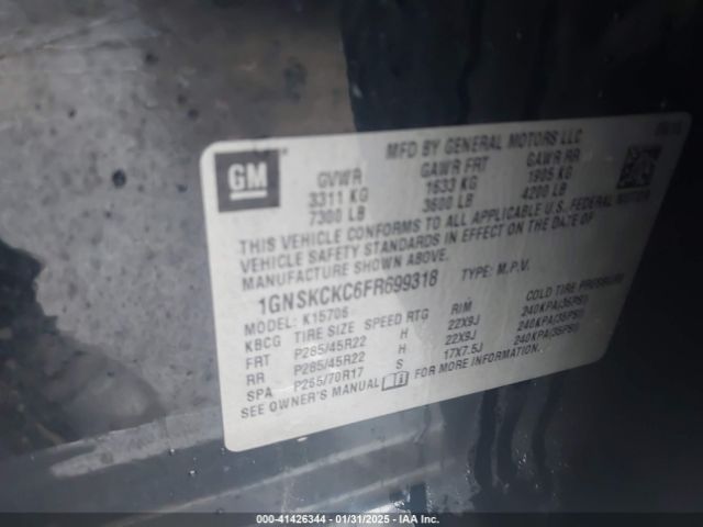 1GNSKCKC6FR699318 Chevrolet Tahoe Ltz