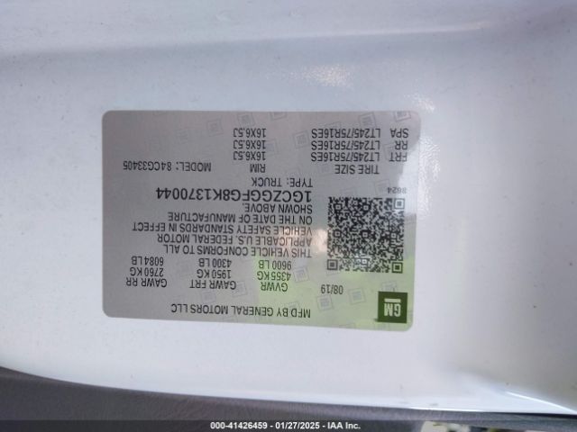 1GCZGGFG8K1370044 Chevrolet Express 3500 Work Van
