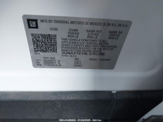 3GNAXTEV8LS701380 Chevrolet Equinox Awd 2fl