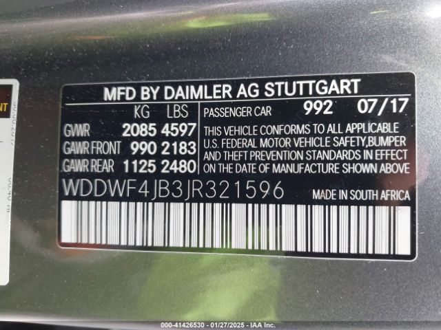 WDDWF4JB3JR321596 Mercedes-Benz C 300