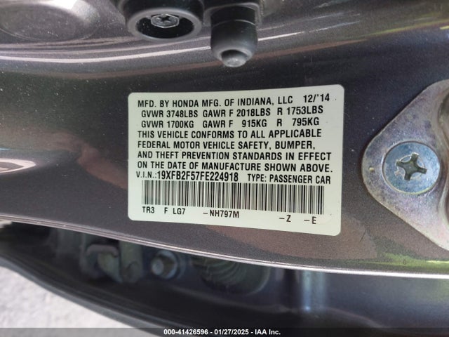 Honda Civic Lx 2015 19XFB2F57FE224918 Image 9
