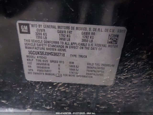 3GCUKSEJ3HG382718 Chevrolet Silverado 1500 2lz
