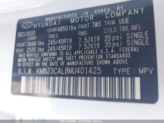 KM8J3CAL8MU401425 Hyundai Tucson Sport