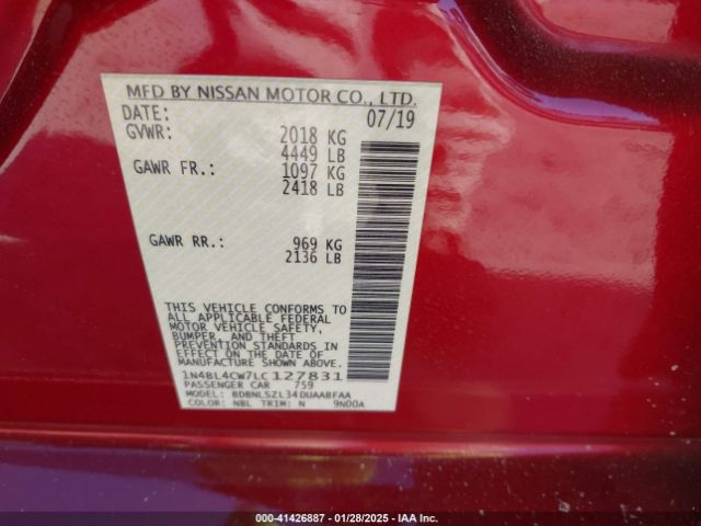 1N4BL4CW7LC127831 Nissan Altima Sr Intelligent Awd