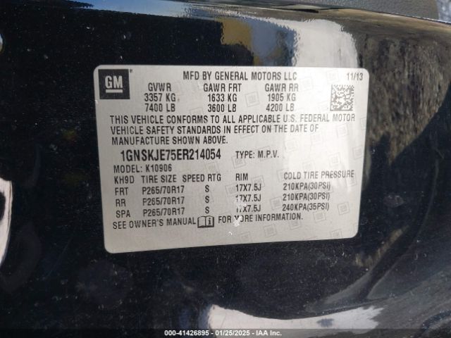 1GNSKJE75ER214054 Chevrolet Suburban 1500 Lt