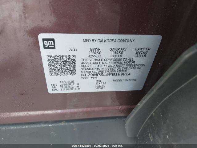 KL79MPSL9PB169814 Chevrolet Trailblazer Fwd Lt