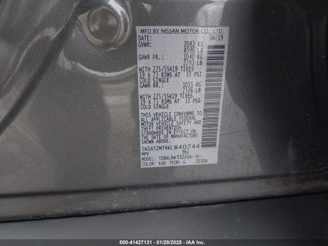 Nissan Rogue Sl 2019 5N1AT2MT4KC840744 Image 9