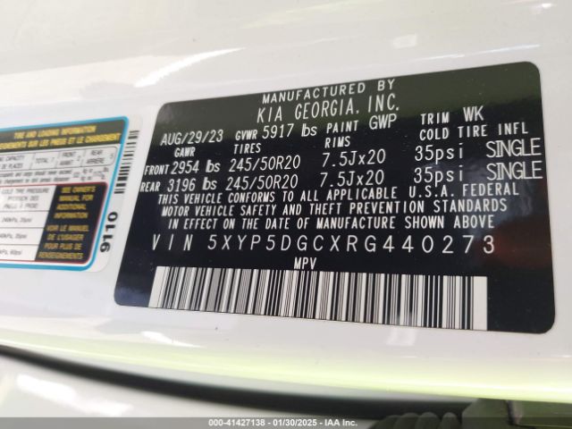 5XYP5DGCXRG440273 KIA Telluride Sx Prestige X-line