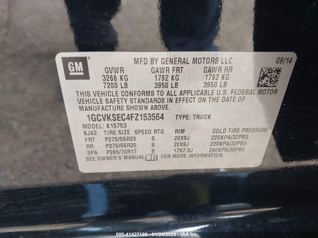 Chevrolet Silverado 1500 2lz 2015 1GCVKSEC4FZ153564 Image 9