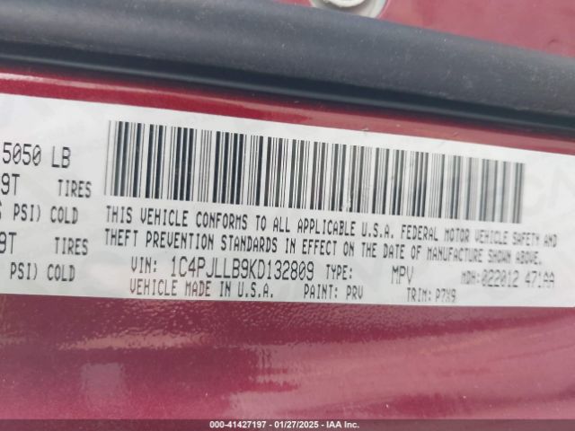 1C4PJLLB9KD132809 Jeep Cherokee Latitude Plus Fwd