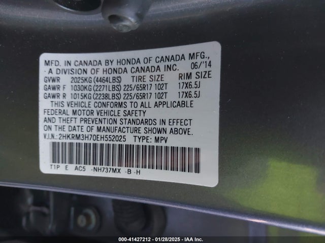 Honda Cr-v Ex-l 2014 2HKRM3H70EH552025 Image 9