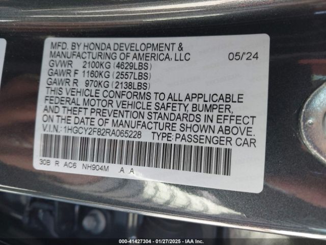 1HGCY2F82RA065228 Honda Accord Hybrid Touring