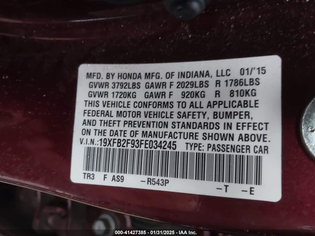 Honda Civic Ex-l 2015 19XFB2F93FE034245 Image 9
