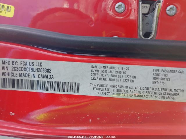 2C3CDXCT9LH208382 Dodge Charger R/t Rwd