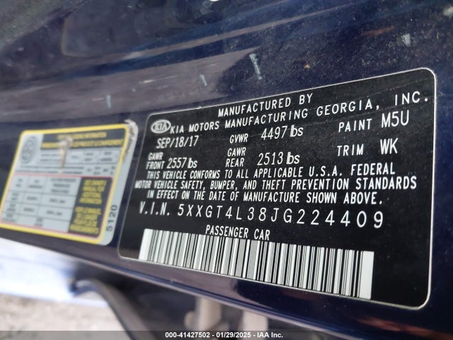 5XXGT4L38JG224409 KIA Optima Lx
