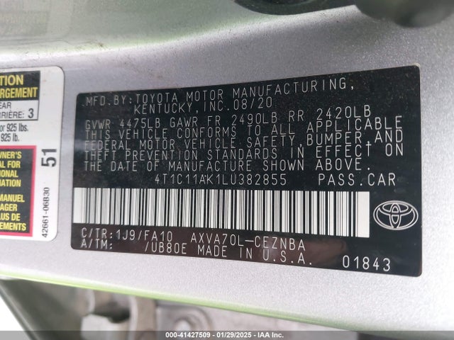 4T1C11AK1LU382855 Toyota CAMRY LE