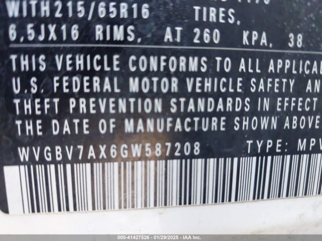 WVGBV7AX6GW587208 Volkswagen Tiguan R-line/s/se/sel