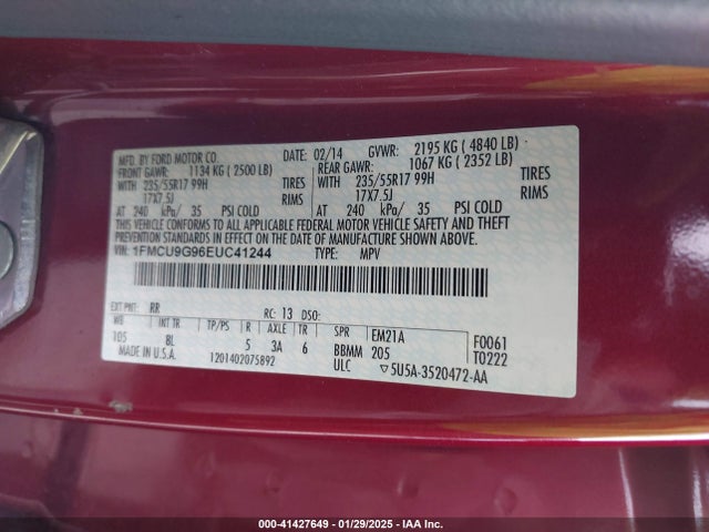 Ford ESCAPE SE 2014 1FMCU9G96EUC41244 Image 9