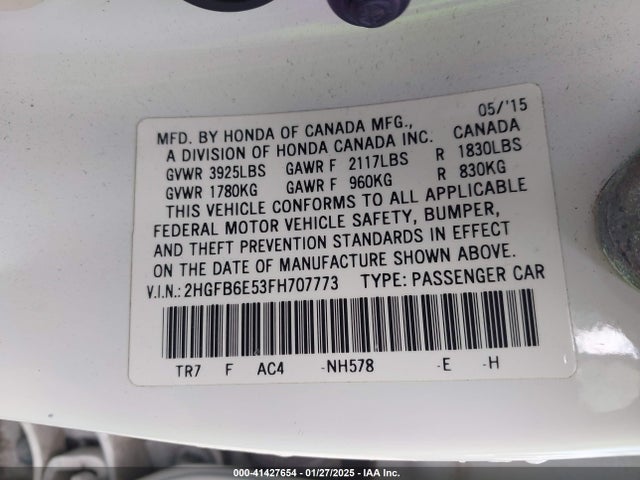 Honda CIVIC SI 2015 2HGFB6E53FH707773 Image 9
