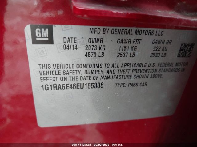 1G1RA6E46EU165336 Chevrolet Volt