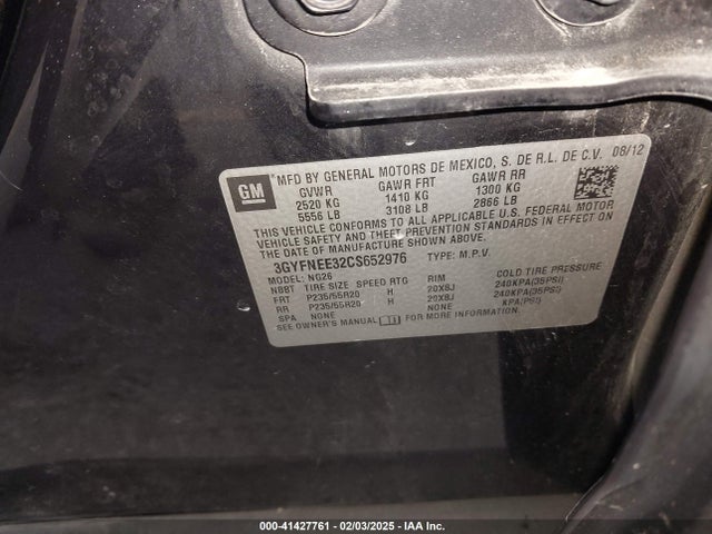 2012 CADILLAC SRX 3GYFNEE32CS652976 Photo 8