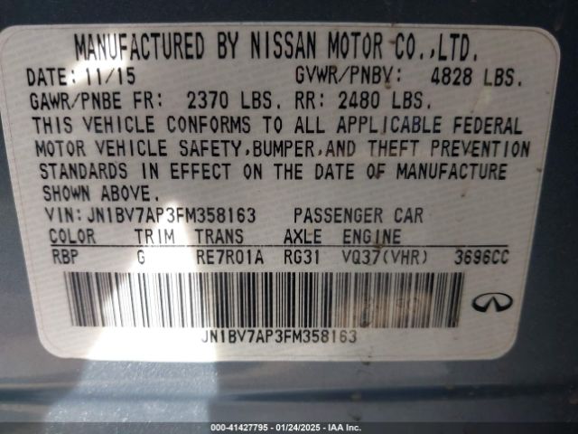 JN1BV7AP3FM358163 Infiniti Q50 Premium