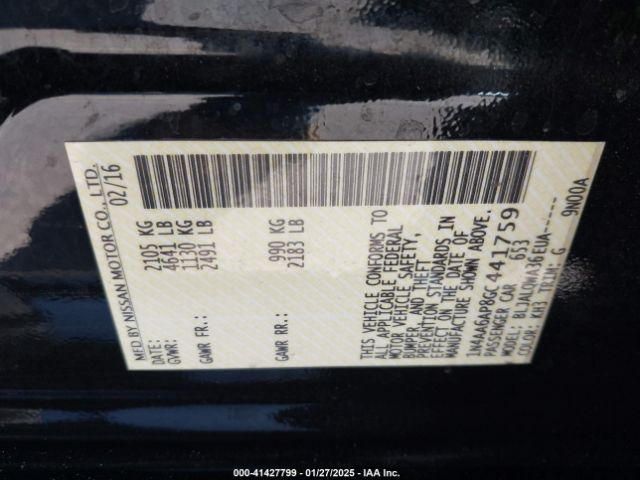 1N4AA6AP8GC441759 Nissan Maxima 3.5 Platinum/3.5 S/3.5 Sl/3.5 Sr/3.5 Sv
