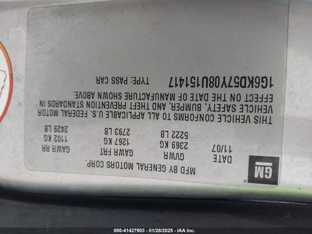 2008 CADILLAC DTS 1G6KD57Y08U151417 Photo 8