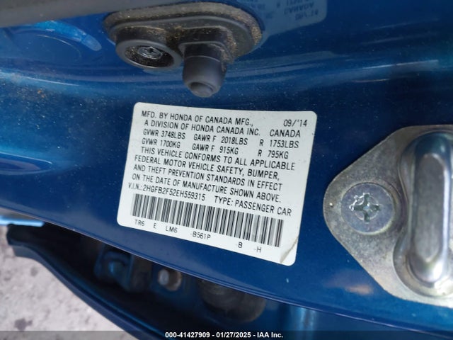 Honda Civic Lx 2014 2HGFB2F52EH559315 Image 9