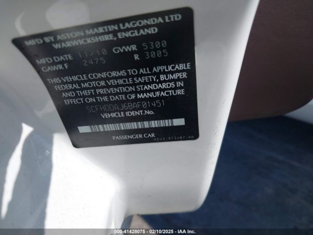 2011 ASTON MARTIN RAPIDE SCFHDDAJ6BAF01451 Photo 8