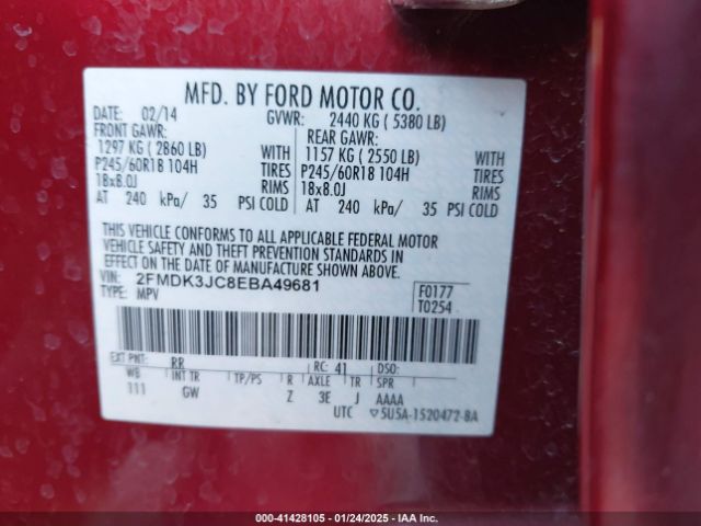 2FMDK3JC8EBA49681 Ford EDGE SEL