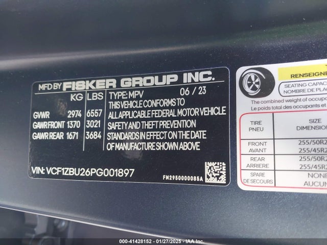 Fisker Ocean One 2023 VCF1ZBU26PG001897 Image 9