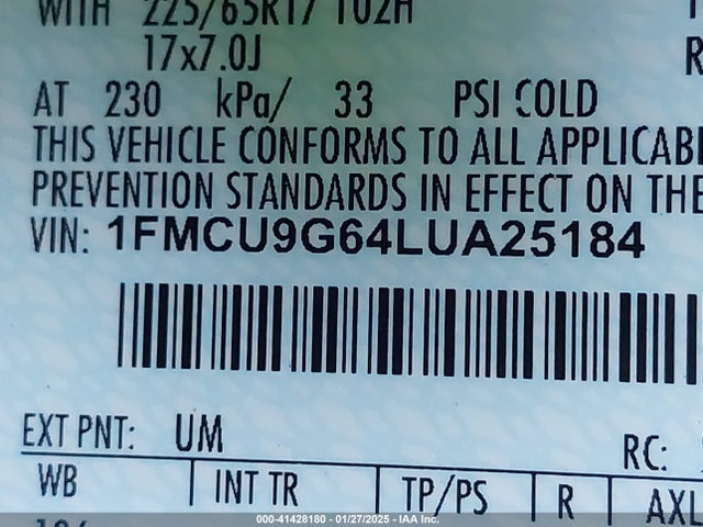 Ford ESCAPE SE 2020 1FMCU9G64LUA25184 Image 9