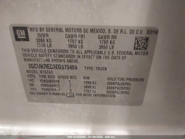 3GCUKREC3EG379484 Chevrolet Silverado 1500 1lt