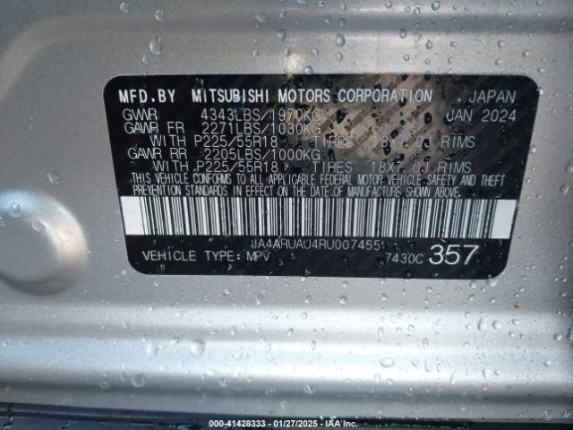 JA4ARUAU4RU007455 Mitsubishi Outlander Sport 2.0 Es Awc/2.0 Ralliart Awc/2.0 S Awc/es/le/ralliart/s/se/trail Edition