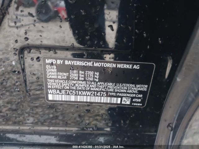 2019 BMW 540I WBAJE7C51KWW21475 Photo 8