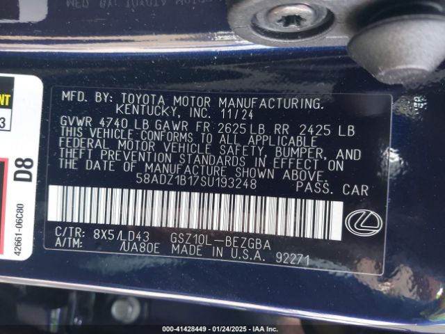 58ADZ1B17SU193248 Lexus ES 350