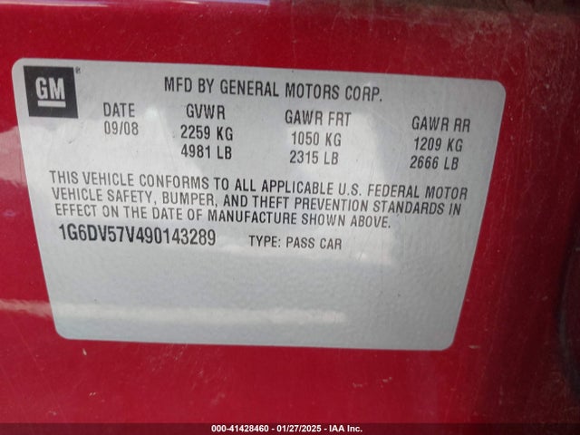2009 CADILLAC CTS 1G6DV57V490143289 Photo 8