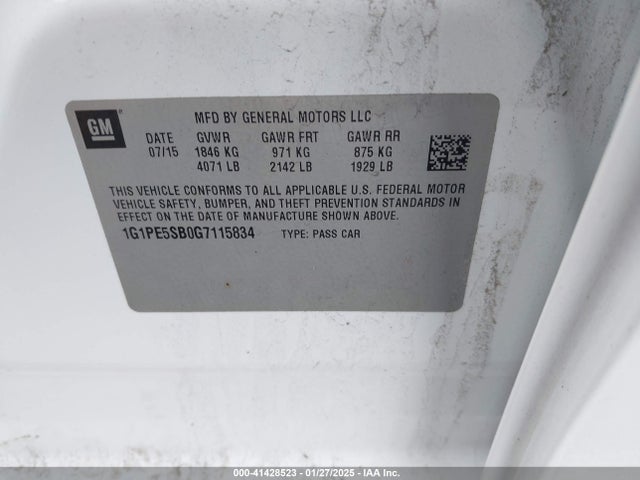 1G1PE5SB0G7115834 Chevrolet Cruze Limited 1lt Auto