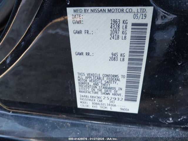 Nissan Altima 2.5 S 2019 1N4BL4BV3KC252932 Image 9