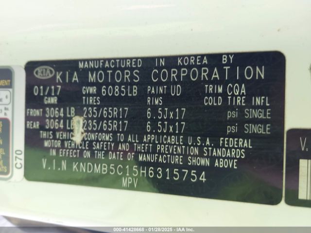 KNDMB5C15H6315754 KIA SEDONA LX