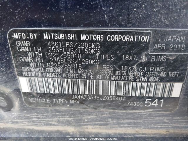 2018 MITSUBISHI OUTLANDER JA4AZ3A35JZ058407 Photo 8