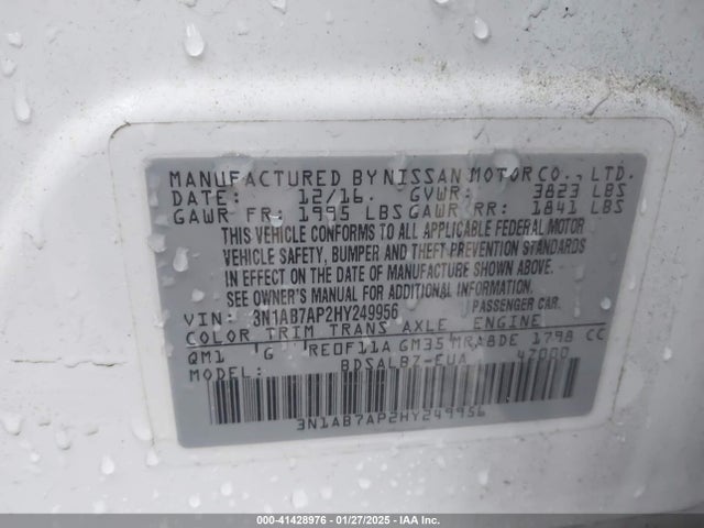 3N1AB7AP2HY249956 Nissan SENTRA S