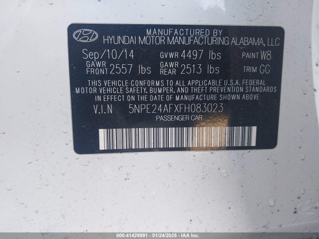 5NPE24AFXFH083023 Hyundai SONATA SE