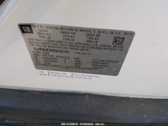 2013 CADILLAC SRX 3GYFNJE38DS642169 Photo 8